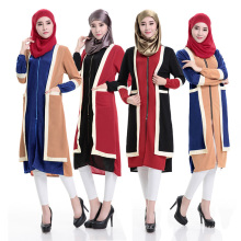 Venda quente de verão roupas islâmicas dubai abaya atacado manga comprida splicing vestido muçulmano